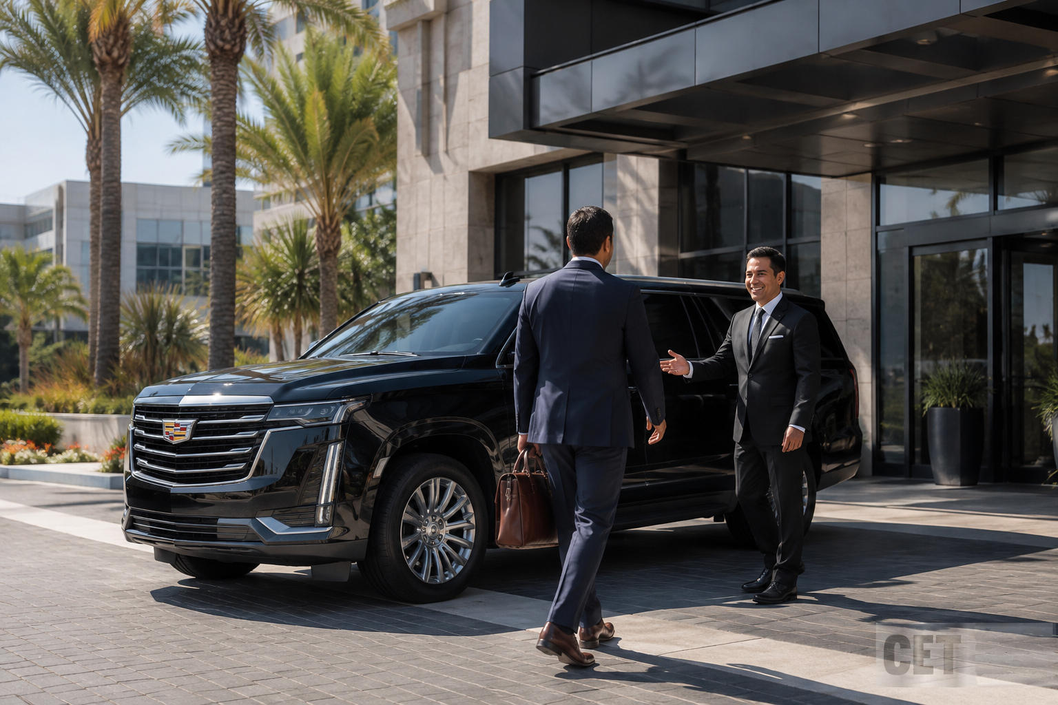 Black Cadillac Escalade for corporate car service and executive business travel in Southern California