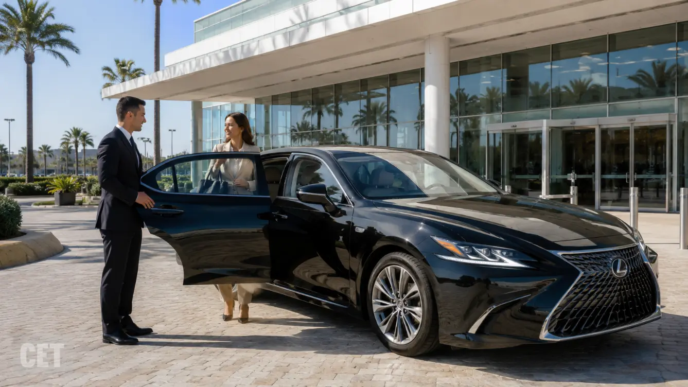 Black Lexus sedan for Ontario Convention Center transportation and executive conference travel