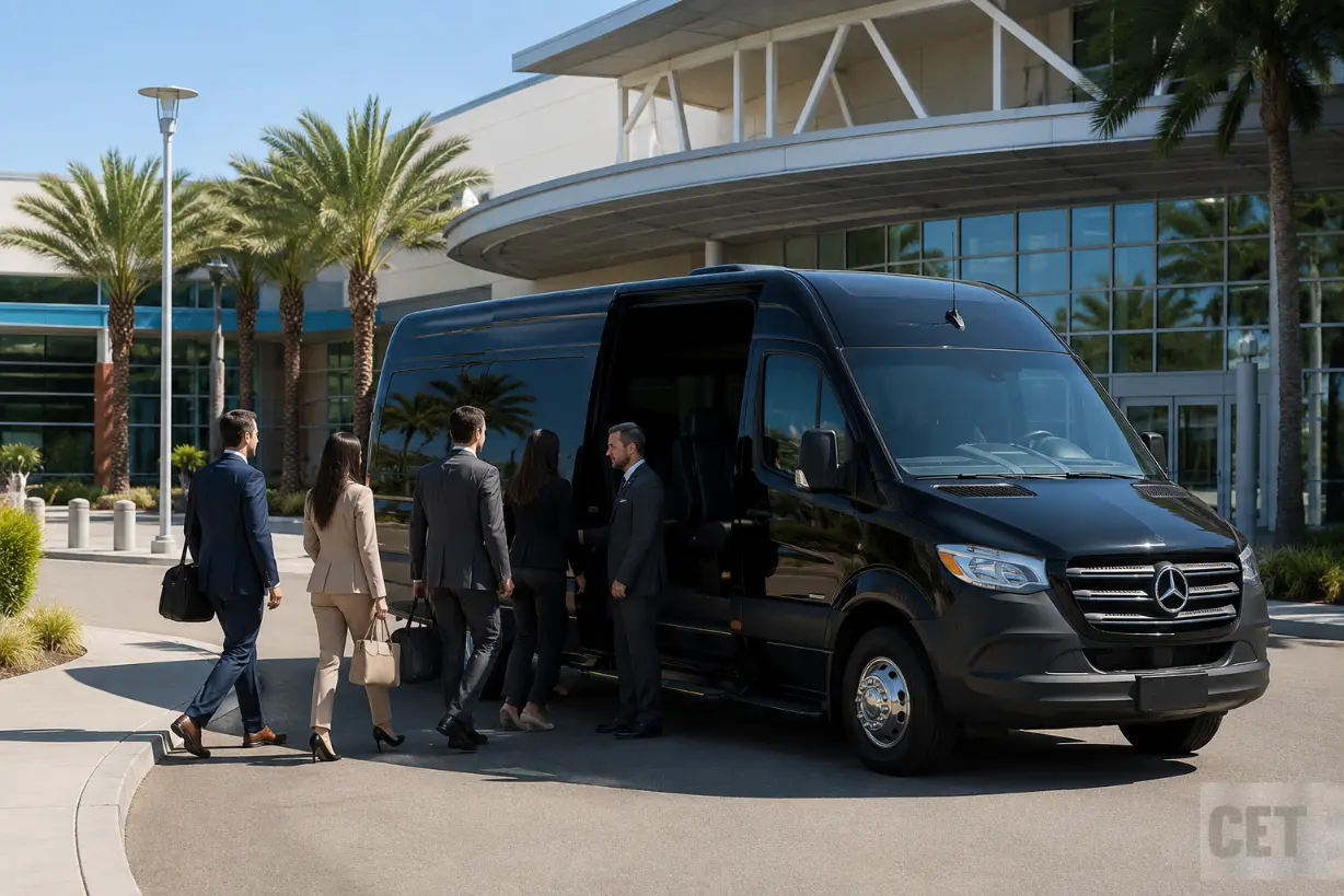 corporate-transportation-ontario-convention-center-black-mercedes-sprinter-van