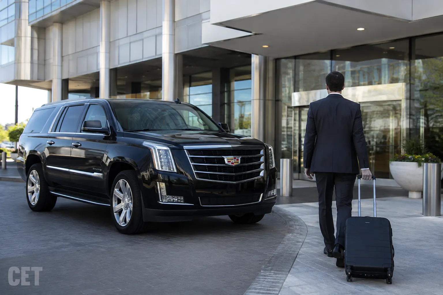 Black Cadillac Escalade used for executive business travel and private corporate transportation