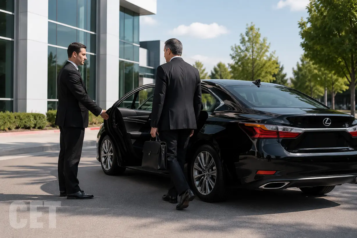 Black Lexus sedan for corporate transportation for executives in Ontario CA