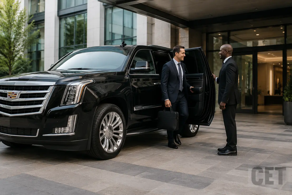 Black Cadillac Escalade for hourly executive car service and multi-stop corporate transportation